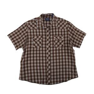 Wrangler Western Short Sleeve Shirt XXL Mens – Pearl Snaps Plaid Cowboy Rodeo